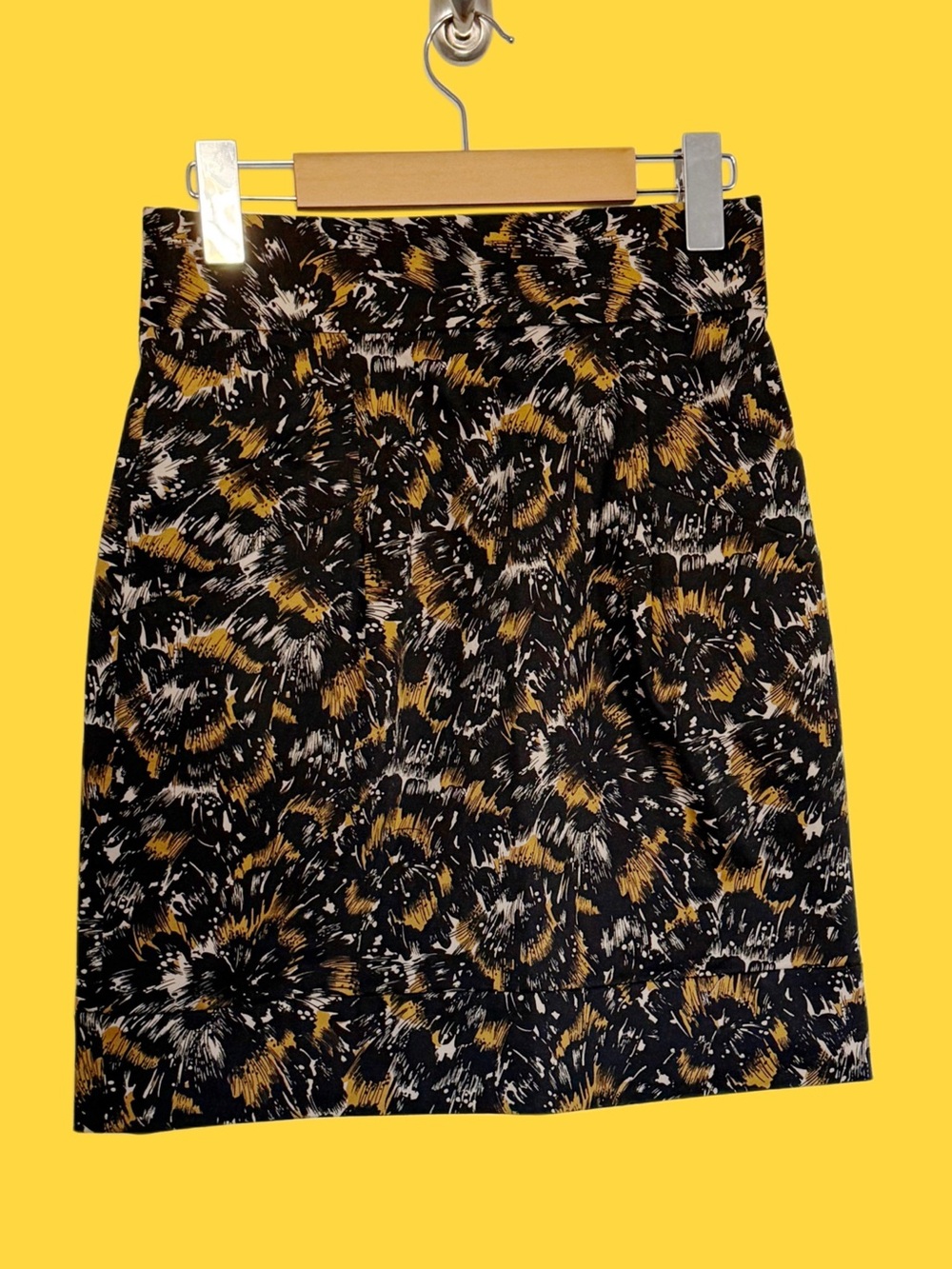 French Connection Black and Mustard Pencil Skirt